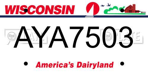 AYA7503 Wisconsin License Plate