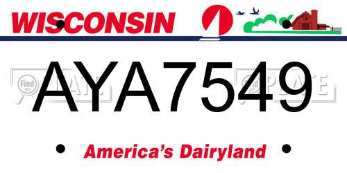 AYA7549 Wisconsin License Plate