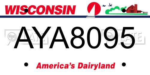 AYA8095 Wisconsin License Plate