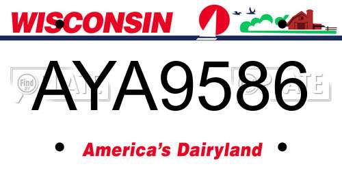 AYA9586 Wisconsin License Plate