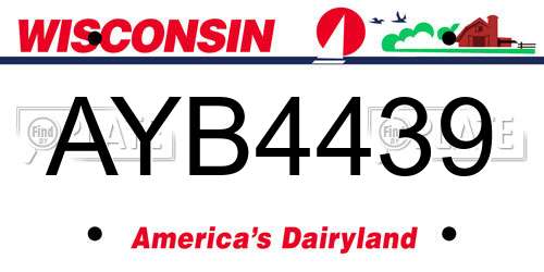 AYB4439 Wisconsin License Plate