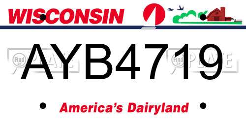 AYB4719 Wisconsin License Plate