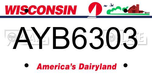 AYB6303 Wisconsin License Plate