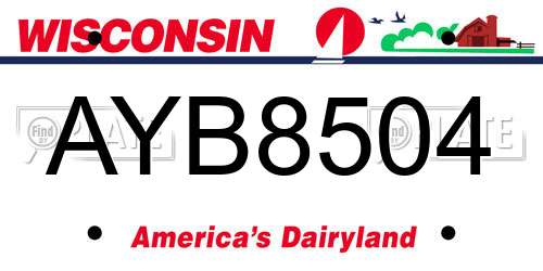 AYB8504 Wisconsin License Plate