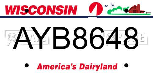 AYB8648 Wisconsin License Plate