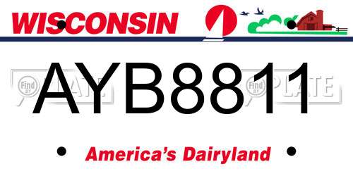 AYB8811 Wisconsin License Plate