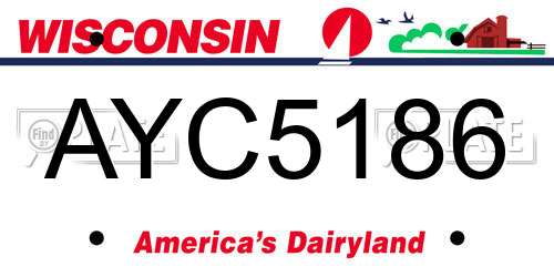 AYC5186 Wisconsin License Plate