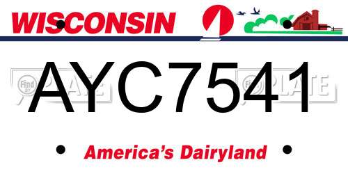 AYC7541 Wisconsin License Plate