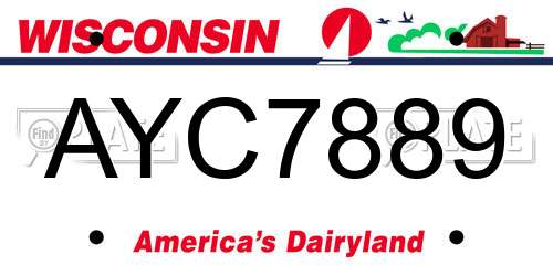 AYC7889 Wisconsin License Plate