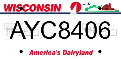 AYC8406 Wisconsin License Plate