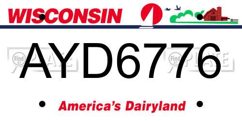 AYD6776 Wisconsin License Plate
