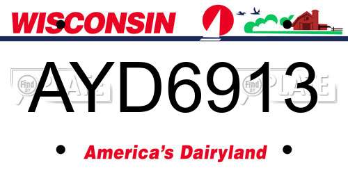 AYD6913 Wisconsin License Plate