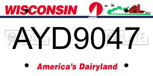 AYD9047 Wisconsin License Plate