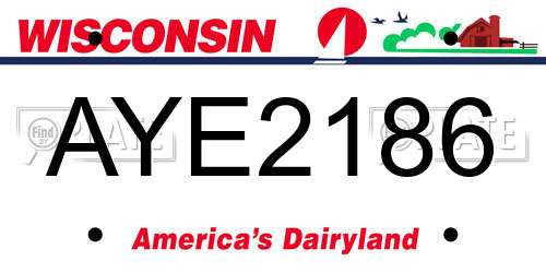 AYE2186 Wisconsin License Plate