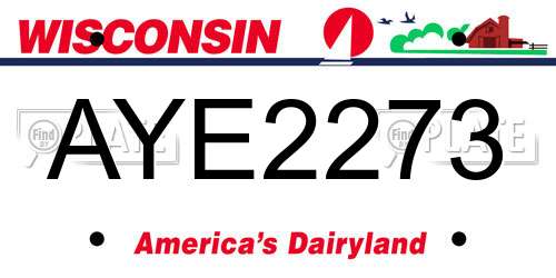 AYE2273 Wisconsin License Plate