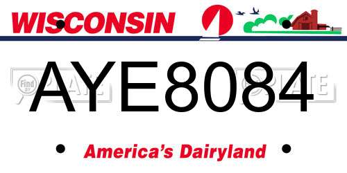 AYE8084 Wisconsin License Plate