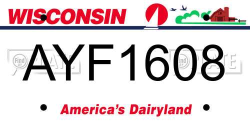 AYF1608 Wisconsin License Plate
