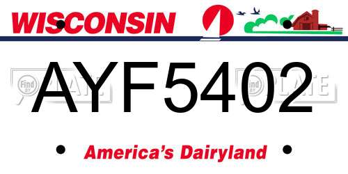AYF5402 Wisconsin License Plate