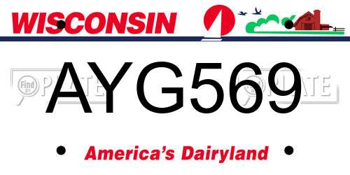 AYG569 Wisconsin License Plate
