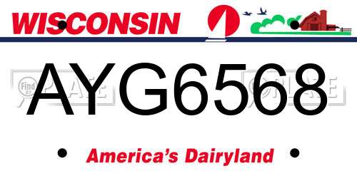 AYG6568 Wisconsin License Plate