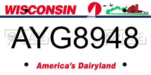 AYG8948 Wisconsin License Plate