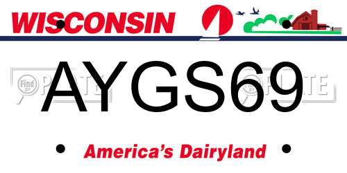 AYGS69 Wisconsin License Plate