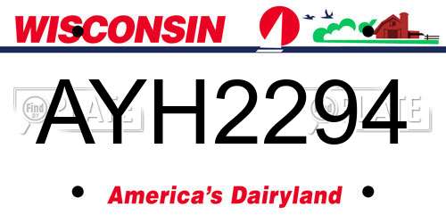 AYH2294 Wisconsin License Plate
