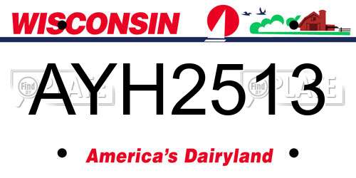 AYH2513 Wisconsin License Plate