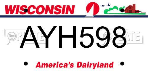 AYH598 Wisconsin License Plate