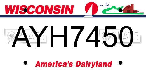 AYH7450 Wisconsin License Plate