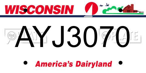 AYJ3070 Wisconsin License Plate