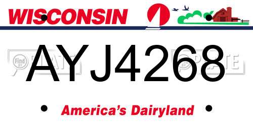AYJ4268 Wisconsin License Plate