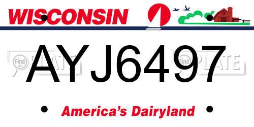 AYJ6497 Wisconsin License Plate