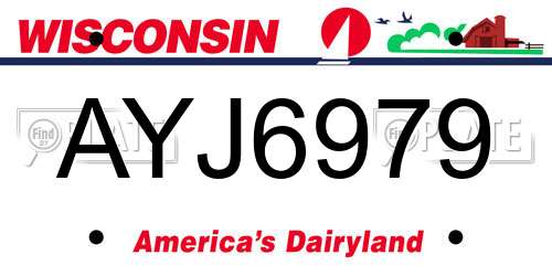 AYJ6979 Wisconsin License Plate