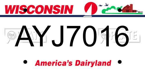 AYJ7016 Wisconsin License Plate