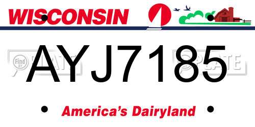 AYJ7185 Wisconsin License Plate