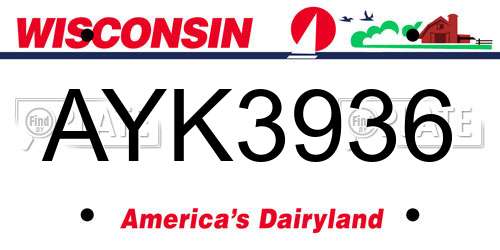 AYK3936 Wisconsin License Plate