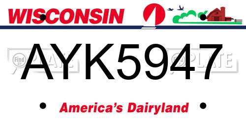 AYK5947 Wisconsin License Plate