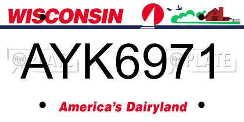 AYK6971 Wisconsin License Plate