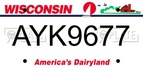 AYK9677 Wisconsin License Plate
