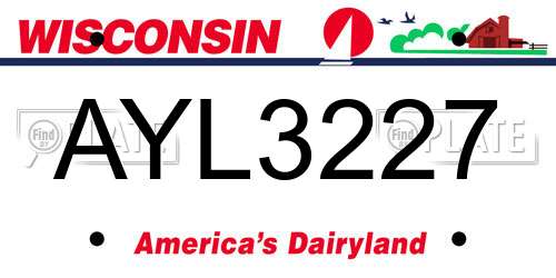 AYL3227 Wisconsin License Plate