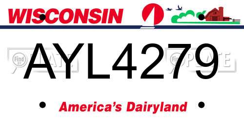 AYL4279 Wisconsin License Plate