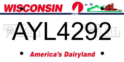 AYL4292 Wisconsin License Plate