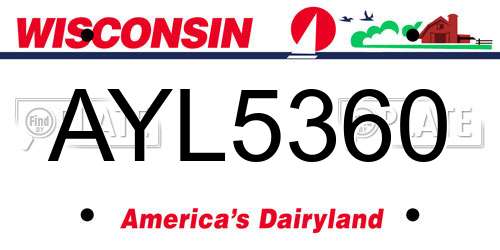 AYL5360 Wisconsin License Plate