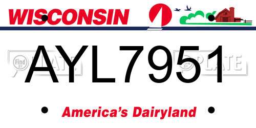 AYL7951 Wisconsin License Plate