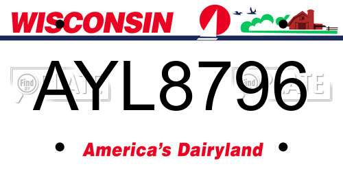 AYL8796 Wisconsin License Plate