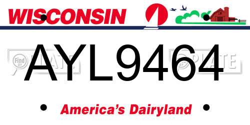 AYL9464 Wisconsin License Plate