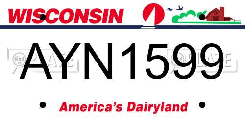 AYN1599 Wisconsin License Plate