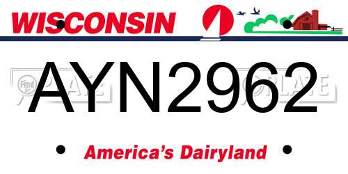 AYN2962 Wisconsin License Plate
