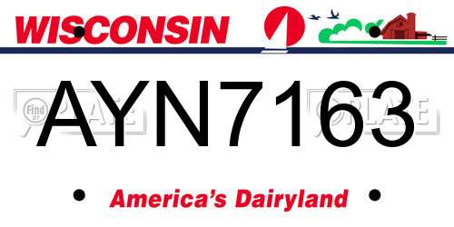 AYN7163 Wisconsin License Plate